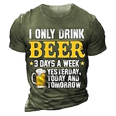 abordables Camisetas divertidas para hombres-Camisa de hombre Un día sin cerveza es como sólo bromeando no tengo idea camiseta de manga corta camiseta impresión 3D camiseta de cuello redondo vintage casual día a día