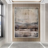 お買い得  抽象画-ハング塗装油絵 手描きの 水平パノラマ 抽象画 風景 近代の 内枠を含めます