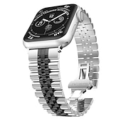 cheap Apple Watch Bands-Link Bracelet Compatible with Apple Watch band 38mm 40mm 41mm 42mm 44mm 45mm 49mm Men Two Tone Metal Clasp Stainless Steel Strap Replacement Wristband for iwatch Ultra 2 Series 9 8 7 SE 6 5 4 3 2 1