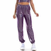 economico Outfit-Metallico Anni &#039;80 Hip Pop Pelle PU Pantaloni da jogger Vita alta Per donna Giorno dei Re Mascherata Feste Addio al Nubilato Parata dell&#039;Orgoglio Adulti Pantaloni