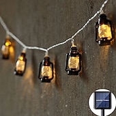 cheap Solar String Lights-Outdoor Solar Decoration Lights LED Retro Oil Lamp Shape String Lights 5m 20leds Christmas Home Indoor Outdoor Decoration