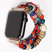 baratos Pulseiras de Apple Watch-Pulseira de joias Compatível com Pulseira Apple Watch 38mm 40mm 41mm 42mm 44mm 45mm 49mm Feminino Elástico Com Miçangas Contas pulseira de substituição para iwatch Ultra 2 Series 9 8 7 SE 6 5 4 3 2 1