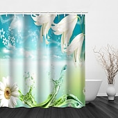 levne Sprchové závěsy-Záclona do sprchy s háčky 180cm*180cm (70&quot;*70&quot;) polyester praní v pračce voděodolná vzor květinových listů