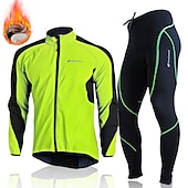 cheap Men&#039;s Jackets &amp; Gilets-Nuckily Men&#039;s Cycling Jacket with Pants Fleece Jacket Winter Thermal Warm Windproof 3D Pad Breathable Bike Windbreaker Clothing Suit Mountain Bike MTB Road Bike Cycling Green Red Blue Bike Wear