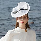 Недорогие Шляпы для вечеринки-Головные уборы Сеть Солома Панама Чаепитие Скачки Элегантный стиль С Бант Тюль Заставка Головной убор