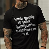 voordelige Grafisch T -shirt voor heren-Mannen&#039;s Grafische Tee Korte Mouw - &#039;Persoonlijkheid vs. Attitude&#039; Statement Top