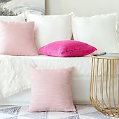 cheap Textured Throw Pillows-Decorative Toss Pillows Corduroy Pillow Cushion Cover Bedside Sofa Back Cushion Office Lumbar Solid Color Pillow Cover Without Core Pink Blue Sage Green Purple Yellow
