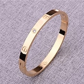 economico Braccialetti-bracciale da donna classico da donna in acciaio inossidabile con intarsi in zircone cubico oro argento oro rosa 1 pezzo braccialetto per festa regali quotidiani vesti per stupire 2025