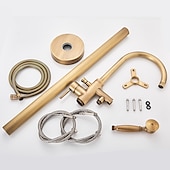 economico Rubinetti per vasca da bagno-rubinetto per vasca da bagno vintage montaggio a pavimento, miscelatore per riempimento vasca da bagno indipendente con doccetta a mano, rubinetto per doccia con beccuccio ad arco alto girevole a 360°