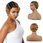 economico Parrucche di altissima qualità-breve pixie cut parrucche per le donne nere mamma parrucca parrucche brasiliane dei capelli umani dito ocean wave parrucca remy parrucca di capelli umani a buon mercato parrucca per il partito