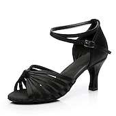 ieftine Pantofi Dans Latin-pantofi de dans latino din satin pentru femei - sandale cu toc înalt cu vârf deschis și bretele pentru glezne pentru salsa, sală de bal și tango