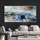 preiswerte Abstrakte Gemälde-handgemachtes Ölgemälde auf Leinwand, Wandkunst, Dekoration, abstrakte Messermalerei, Landschaft, blau, für Wohnkultur, gerollt, rahmenlos, ungedehnt