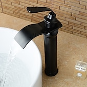 abordables Classiques-robinet de lavabo de salle de bain en laiton, robinets de bain à une poignée en or rose cascade avec eau chaude et froide