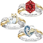 economico Gioielli di tendenza-anello di dichiarazione delle donne mamma ti ama per sempre intarsiato zircone femminile anello tartaruga gufo fiore unicorno anello donne ragazze regalo gioielli (delfino, 6)