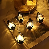 cheap Solar String Lights-Outdoor Solar Decoration Lights LED Retro Oil Lamp Shape String Lights 5m 20leds Christmas Home Indoor Outdoor Decoration