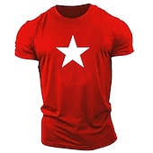 abordables Camiseta gráfica para hombres-Hombre Graphic Estrella Camiseta Estilo casual 100% Algodón Manga Corta Gráfico Camisa Negro / Rojo Rojo / Blanco Negro / Gris Camiseta cómoda Casual Deportes Ropa de diseñador de moda