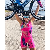 Χαμηλού Κόστους Γυναικεία ρούχα τριάθλου-Γυναικεία Ολόσωμη στολή για τρίαθλο Αμάνικο Ποδηλασία Βουνού Ποδηλασία Δρόμου Καλοκαίρι Άνοιξη Φθινόπωρο Μαύρο Ανθισμένο Ροζ Μπλε Ποδήλατο Γρήγορο Στέγνωμα Moale Σκούπισμα ιδρώτα Ελαστικό Αναπνέει