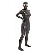 ieftine Lucios-Costumele Zentai Shiny Costum Cosplay Salopetă Costum de servitoare Cosplay Costum de carnaval Costul Integral Pentru femei Jedna barva Costum sexy Latex Metalic strălucitor Costum pentru Halloween