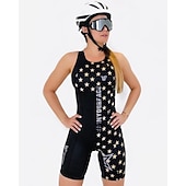 Χαμηλού Κόστους Γυναικεία ρούχα τριάθλου-Γυναικεία Ολόσωμη στολή για τρίαθλο Αμάνικο Ποδηλασία Βουνού Ποδηλασία Δρόμου Καλοκαίρι Άνοιξη Φθινόπωρο Μαύρο Ανθισμένο Ροζ Μπλε Ποδήλατο Γρήγορο Στέγνωμα Moale Σκούπισμα ιδρώτα Ελαστικό Αναπνέει