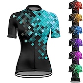 abordables Maillots pour femmes-Femmes Maillot de cyclisme Géométrique Manche Courte Cyclisme Maillot Top avec 3 poches arrière VTT Vélo tout terrain Cyclisme sur route Séchage Rapide Bandes réfléchissantes Poche Arrière Évacuation