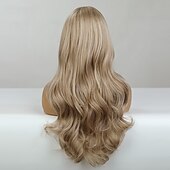 economico Parrucche trendy sintetiche-parrucche bionde con frangia parrucche bionde ondulate per donna capelli biondi chiari naturali morbidi parrucca con frangia fibra resistente al calore parrucca di capelli sintetici parrucche per
