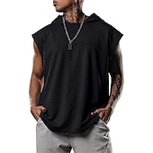 cheap Tank Tops-Men&#039;s T Shirt Tank Top Hoodie Short Sleeve Hooded Summer Plain Fashion Classic Casual Outdoor Street Casual Black White Army Green Top Tee for Men