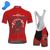 cheap Men&#039;s Clothing Sets-Men&#039;s Cycling Jersey with Bib Shorts Short Sleeve Mountain Bike MTB Road Bike Cycling Dark Navy Blue Gear Bike Clothing Suit 3D Pad Breathable Quick Dry Back Pocket Polyester Spandex Sports Letter