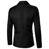 preiswerte Herren Klassische Blazer-Herren Jacke Blazer Sakko Hochzeitsfeier Business-Kleidung Frühling Herbst Feste Farbe Doppelreihiger Verschluss Blazer Schwarz Weiß Rosa Rot