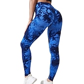 olcso Jóga leggings és harisnyanadrág-Női Jóga nadrág Alakformáló Varrás nélküli Hasformáló Alakformáló Magas derék Jóga Fitnesz Edzőterem edzés Harisnyanadrág Leggingek Alsók Batikolt Sárga Rózsaszín Kék Spandex Ősz Tél Sport