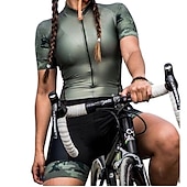 billiga Klädset för kvinnor-Dam Kortärmad Cykeltröja med shorts Triathlondräkt Sommar Elastan Polyester Grön Vit Svart Lappverk Rolig Cykel Träningsdräkter Andningsfunktion Snabb tork Bakficka Svettavvisande sporter Lappverk