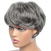 cheap Human Hair Capless Wigs-Human Hair Wig Short Natural Wave With Bangs Black Burgundy Dark Brown Soft Party Women Capless Brazilian Hair Women&#039;s Natural Black #1B Black / Grey Medium Brown#4 6 inch Party / Evening Daily Daily