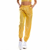 economico Outfit-Metallico Anni &#039;80 Hip Pop Pelle PU Pantaloni da jogger Vita alta Per donna Giorno dei Re Mascherata Feste Addio al Nubilato Parata dell&#039;Orgoglio Adulti Pantaloni