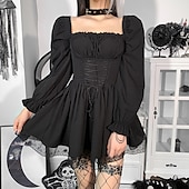 levne Gotické oděvy-Punk a gotika šaty na dovolenou Šaty Krátký / Mini Balonové Gotická dívka Dámské Zaštíhlující Běžný Běžné / Denní Dospělé Šaty Jaro léto