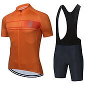 preiswerte Herrenbekleidungs-Sets-21Grams Herren Radtrikot mit Radhose kurz Trägern fahrradbekleidung set Kurzarm MTB Mountain Rennrad Schwarz Grün Dunkelgrün Streifen Fahhrad Sportkleidung 3D-Pad Atmungsaktiv Rasche Trocknung /
