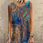 olcso Boho ruhák-Nők Maxi Ruha Kényelmi Ruha T-Shirt Ruha Tee Ruha Napszoknya Alap Kint Nyaralás Parti Szabványos Fit Virágos Rövid Ujjú Kerek Nyak Piros Kék Zöld Nyár Tavasz