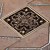 preiswerte Abflüsse-Badezimmer-Bodenablauf aus Messing, 10 cm, kunstgeschnitztes Blumenmuster, quadratischer Duschwannenablauf, Siebabdeckung, Rostablauf mit abnehmbarer Abdeckung für das Hotelhaus