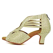 abordables Chaussures de danses latines-chaussures de danse à strass noires pour femmes avec bout ouvert et design à lanières - talons de danse étincelants pour la danse latine, la salsa et la danse de salon