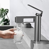 abordables Classiques-Robinet de lavabo de salle de bain, robinet de salle de bain noir, robinets de bain en forme de pistolet à un trou en laiton (noir/gris/chrome/doré)