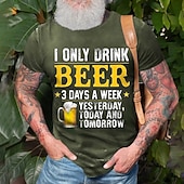  Camiseta Gráfica Divertida de Hombre de Manga Corta - 'Solo Bebo Cerveza 3 Días a la Semana Ayer Hoy y Mañana' Humor de Juegos de Palabras