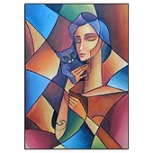 お買い得  人物画-ハング塗装油絵 手描きの 縦式 抽象画 人物 クラシック 近代の インナーフレームなし(枠なし)