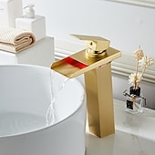 economico Classici-rubinetto da bagno con maniglia singola, rubinetti per vasca da bagno monoforo in bronzo lucidato a olio/cascata/centrale, rubinetto per lavabo in ottone con acqua calda e fredda