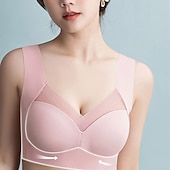 billige BH&#039;er-trådløse bh-er for kvinner faste stropper full dekning v-hals pustende ren farge pull-on lukking tilfeldig daglig nylon 1 stk svart rosa / bh &amp;amp; braletter / 1 stk hjemmeantrekk