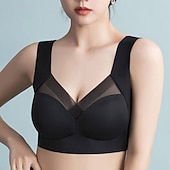 billige BH&#039;er-trådløse bh-er for kvinner faste stropper full dekning v-hals pustende ren farge pull-on lukking tilfeldig daglig nylon 1 stk svart rosa / bh &amp;amp; braletter / 1 stk hjemmeantrekk