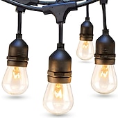 cheap Plug String Lights-S14 Global Outdoor String Lights Commercial Grade Weatherproof Strand Edison Vintage Bulbs 10m10pcs/15m15pcs Hanging Sockets UL Listed Heavy-Duty Decorative Cafe Patio Lights for Bistro Garden