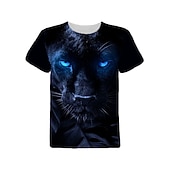 billiga Pojkens 3D-djur-Pojkar 3D Djur Leopard T-shirt Kortärmad 3D-tryck Sommar Vår Aktiv Sport Mode Barn 3-12 år Utomhus Dagligen Inomhus Normal