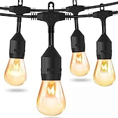 cheap Plug String Lights-S14 Global Outdoor String Lights Commercial Grade Weatherproof Strand Edison Vintage Bulbs 10m10pcs/15m15pcs Hanging Sockets UL Listed Heavy-Duty Decorative Cafe Patio Lights for Bistro Garden