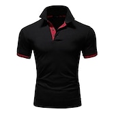 cheap Men&#039;s Sports Polo-Men&#039;s Polo Shirt Golf Shirt Gym Collar Polo Collar Short Sleeve Classic Solid Color Button Front Regular Fit Black / Red Black / Blue Wine Red Grey&amp;black green&amp;white green&amp;yellow Polo Shirt