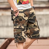 cheap Outdoor-Men&#039;s Cargo Shorts Baggy Shorts Multi Pocket 6 Pocket Camouflage Breathable Knee Length Sports Outdoor Streetwear Casual Black Blue