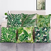 baratos estilo floral e plantas-conjunto clássico de 6 fronha de algodão / capa de almofada, novidade botânica clássica retro tradicional / clássica almofada de linho falso para sofá sofá-cama poltrona verde