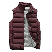 preiswerte Herren Steppweste-Herren Einfarbig Laufwesten Daunenweste Steppweste Frühling Herbst Winter Kariert Vollreißverschluss Innentasche Ärmellos Lässig Athleisure Stehkragen Thermowarm Wasserdicht Winddicht Atmungsaktiv